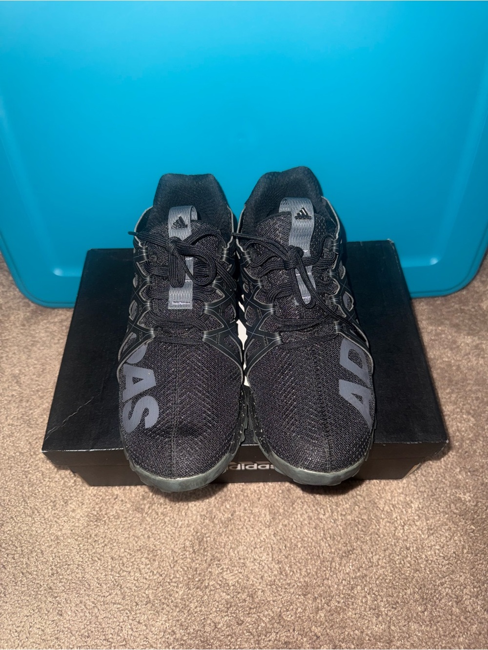 Adidas Black Knit Lace-Up Sneakers with Large Logo